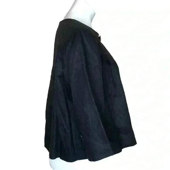 Sandro Sportswear round neck lagenlook linen Button Cropped Jacket Petite large - Picture 4 of 5